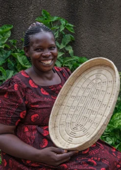 KAZI Natural Raffia Patterned Oval Tray Home Goods