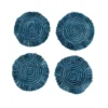 KAZI Niagara Fringed Oversized Raffia Coaster Set
