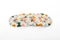 KAZI Nyota Metallic Floret Oversized Coaster Set