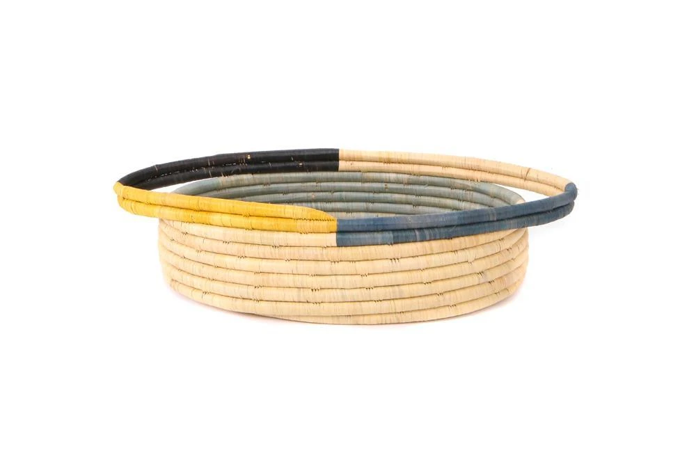 KAZI Opal Gray + Mustard Oval Basket 3 KAZI Opal Gray + Mustard Oval Basket