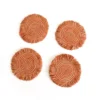 KAZI Home Goods Peach Fringed Raffia Coasters 2 KAZI Home Goods Peach Fringed Raffia Coasters