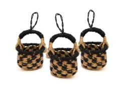 KAZI Petite Bolga Basket Ornament Set - Black