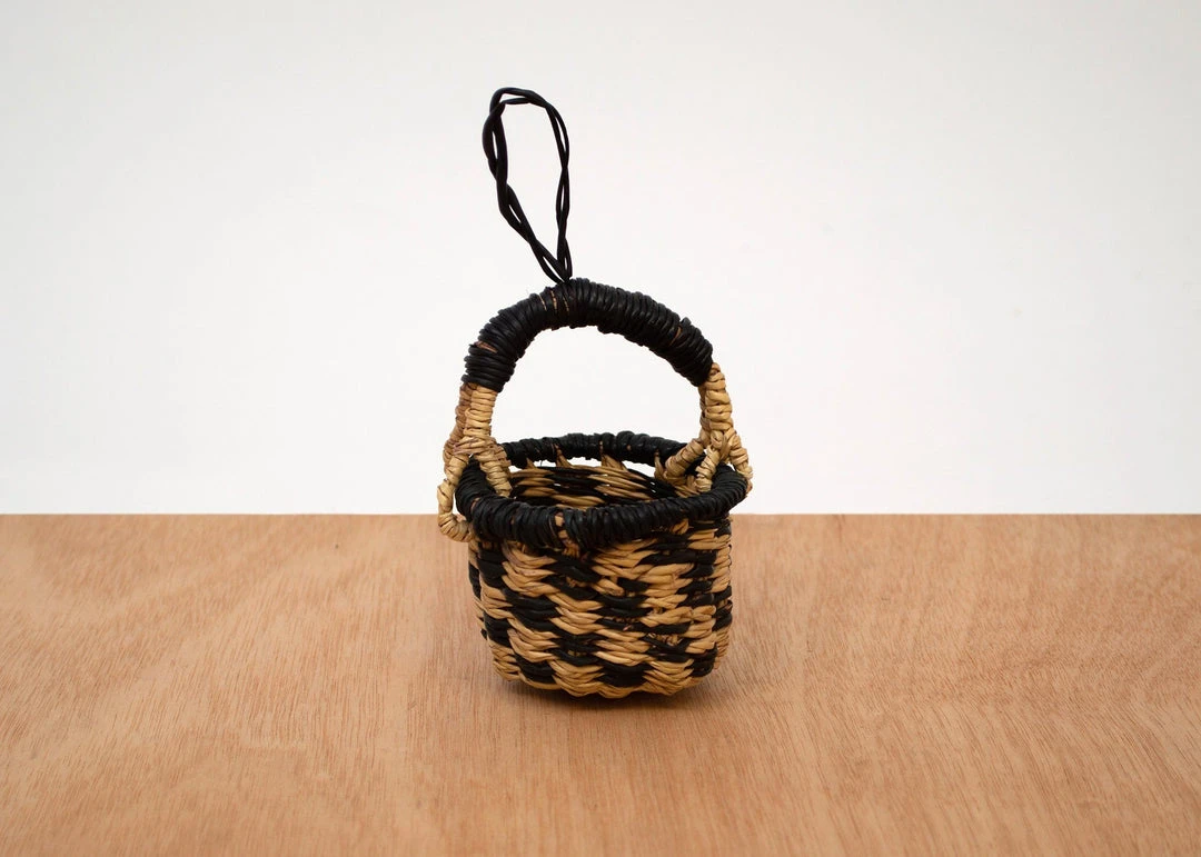 KAZI Petite Bolga Basket Ornament Set - Black 4 KAZI Petite Bolga Basket Ornament Set - Black