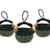 KAZI Petite Bolga Basket Ornament Set - Blue