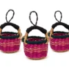 KAZI Petite Bolga Basket Ornament Set - Pink 1 KAZI Petite Bolga Basket Ornament Set - Pink