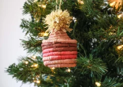 KAZI Fair Trade Pink Pom Pom Basket Ornament 8 KAZI Fair Trade Pink Pom Pom Basket Ornament