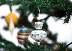 KAZI Fair Trade Rounded Blue Metallic Ornament