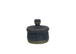 KAZI Home Goods Short Slate Raffia Box