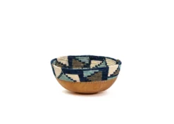 KAZI Silver Blue Mosaic Wooden Bowl Home Goods