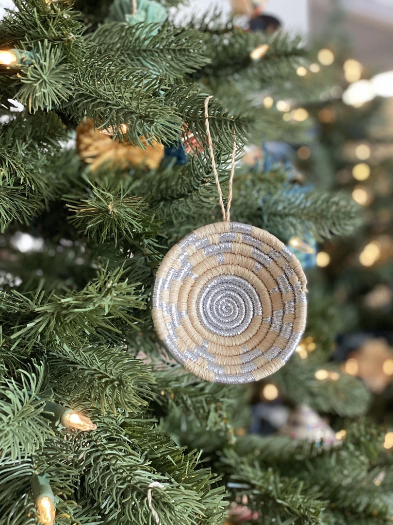 KAZI Silver Metallic Basket Ornament Fair Trade 4 KAZI Silver Metallic Basket Ornament Fair Trade