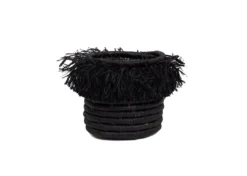 KAZI Small Black Fringed Catch All Home Goods