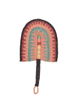 KAZI Small Desert Rose Fan With Leather Handle