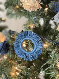 KAZI Fair Trade Soft Blue Fringed Hoop Ornament