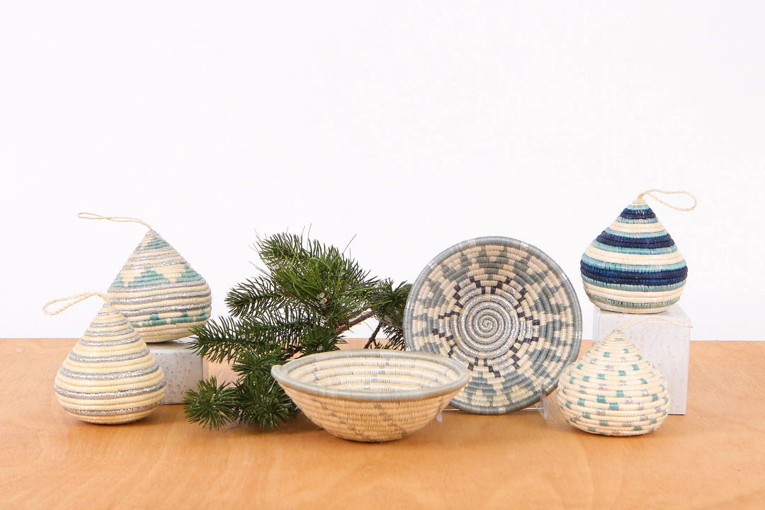 KAZI Soft Blue + Navy Bulb Ornament 6 KAZI Soft Blue + Navy Bulb Ornament