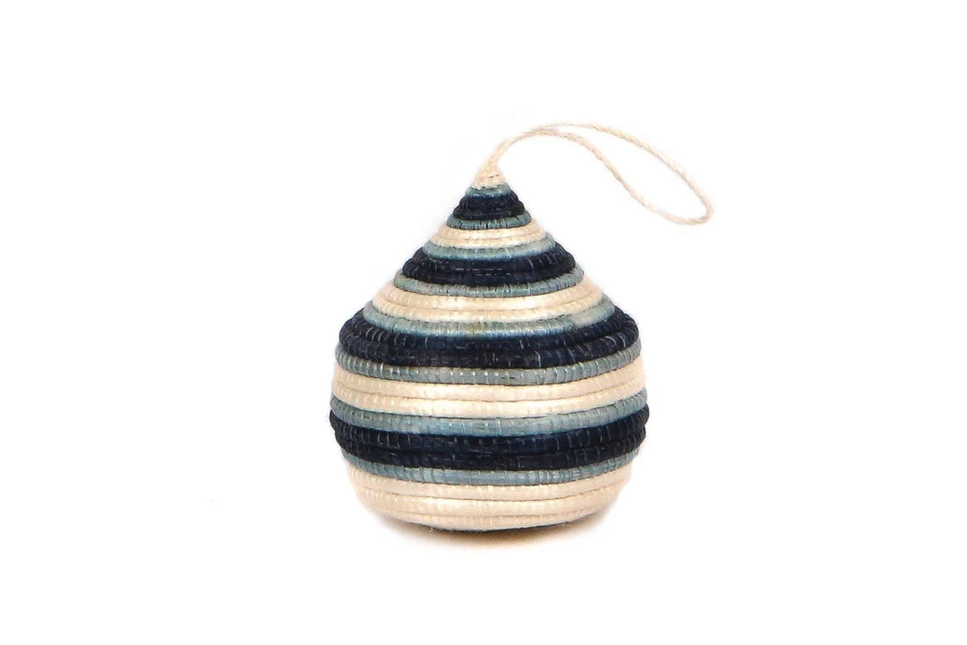 KAZI Soft Blue + Navy Bulb Ornament 3 KAZI Soft Blue + Navy Bulb Ornament