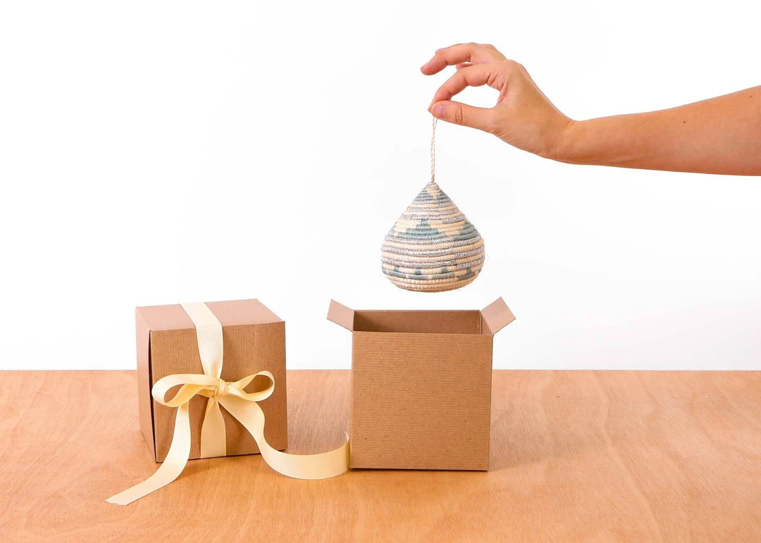 KAZI Soft Blue + Silver Bulb Ornament Fair Trade 5 KAZI Soft Blue + Silver Bulb Ornament Fair Trade