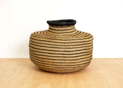 KAZI Striped Black Grass Pot 9 KAZI Striped Black Grass Pot
