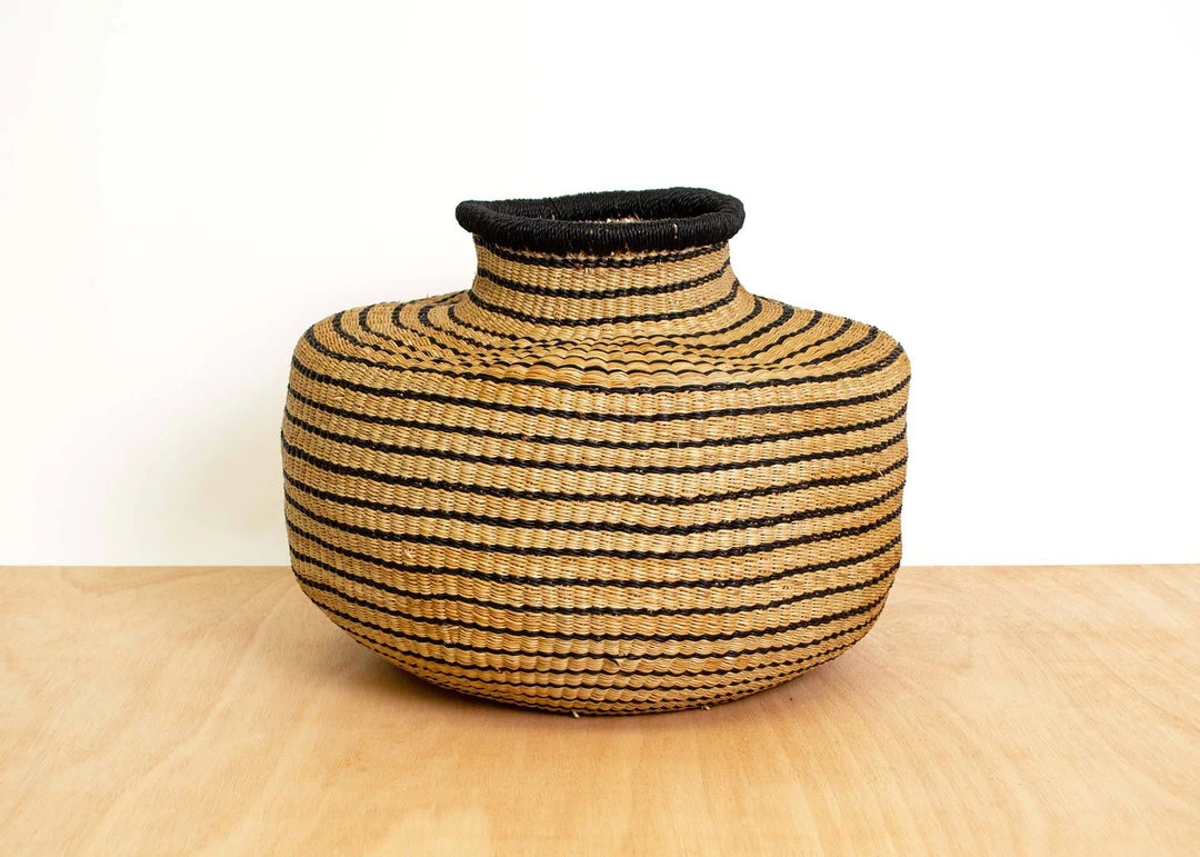 KAZI Striped Black Grass Pot 5 KAZI Striped Black Grass Pot