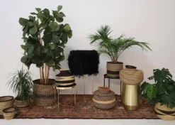 KAZI Striped Black Grass Pot 8 KAZI Striped Black Grass Pot