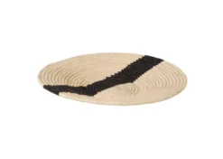 KAZI Striped Black + Natural Raffia Wall Plate I Home Goods