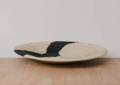 KAZI Striped Black + Natural Raffia Plate II 8 KAZI Striped Black + Natural Raffia Plate II
