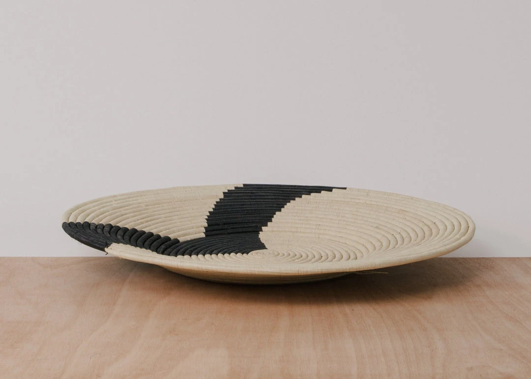 KAZI Striped Black + Natural Raffia Plate II 5 KAZI Striped Black + Natural Raffia Plate II