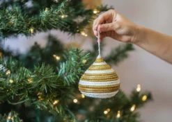 KAZI Striped Gold Bulb Ornament