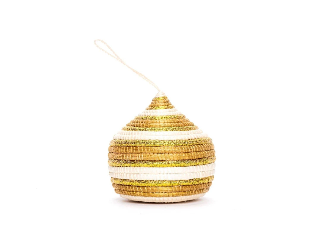 KAZI Striped Gold Bulb Ornament 3 KAZI Striped Gold Bulb Ornament