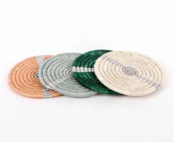 KAZI Striped Metallic Floret Coasters