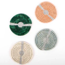KAZI Striped Metallic Floret Coasters