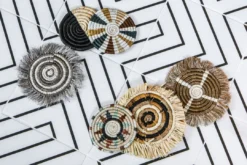 KAZI Striped Sand + Hunter Green Coasters Kitchen + Dining 9 KAZI Striped Sand + Hunter Green Coasters Kitchen + Dining