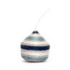 KAZI Fair Trade Striped Soft Blue + Silver Bulb Ornament