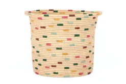 KAZI Vivid Dashed Raffia Floor Storage Basket Home Goods