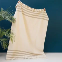 Kiliim Beige Stripes Throw Blanket Home Goods