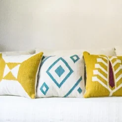 Kiliim Cream + Yellow Arrows Wool Throw Pillow Cover 7 Kiliim Cream + Yellow Arrows Wool Throw Pillow Cover