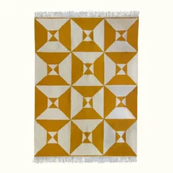 Kiliim Cream + Yellow Arrows Wool Rug