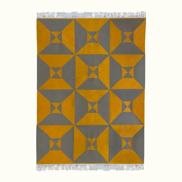 Kiliim Home Goods Gray + Yellow Arrows Wool Rug 3 Kiliim Home Goods Gray + Yellow Arrows Wool Rug