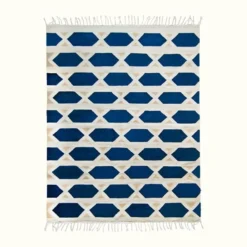 Kiliim Hexa Blue Wool Rug