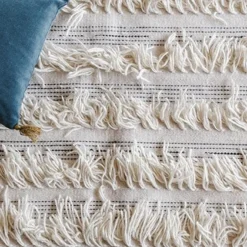 Kiliim White Fringe Wool Runner/Rug 8 Kiliim White Fringe Wool Runner/Rug