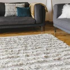 Kiliim White Fringe Wool Runner/Rug