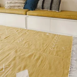 Kiliim Home Goods Yellow Scattered Stitch Wool Rug