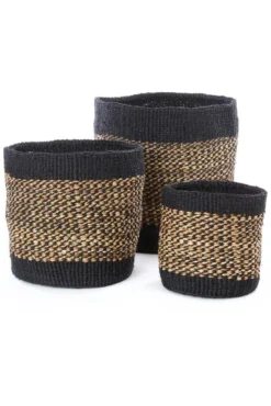Swahili African Modern Home Goods Kitonga Sisal And Banana Fiber Storage Basket Set