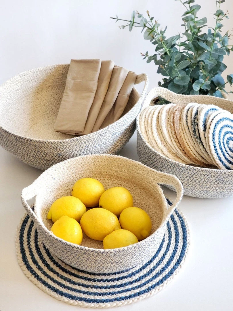 Korissa Amari Fruit Bowl Set - Blue Home Goods 4 Korissa Amari Fruit Bowl Set - Blue Home Goods