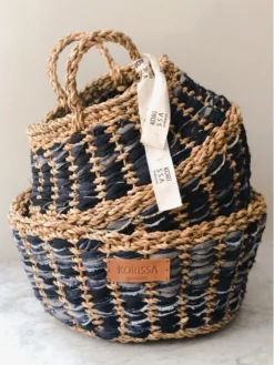 Korissa Daya Upcycled Denim Foldable Basket Set Home Goods 12 Korissa Daya Upcycled Denim Foldable Basket Set Home Goods