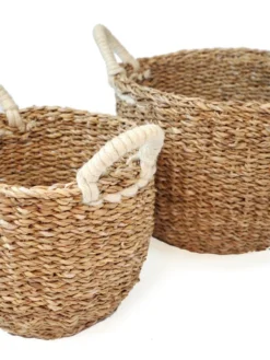Korissa Savar Basket With White Handles Set