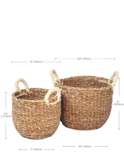 Korissa Savar Basket With White Handles Set