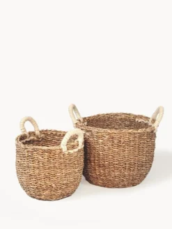 Korissa Savar Basket With White Handles Set