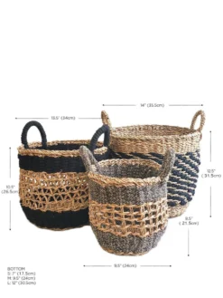Korissa Ula Mesh Basket Set - Black Home Goods