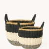 Korissa Home Goods Ula Stripe Basket Set - Black 2 Korissa Home Goods Ula Stripe Basket Set - Black