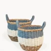 Korissa Home Goods Ula Stripe Basket Set - Blue